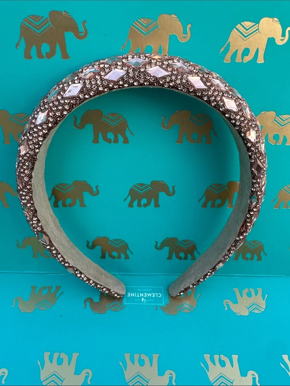 Embellished Pink Rose Gold Crystal Padded Headband